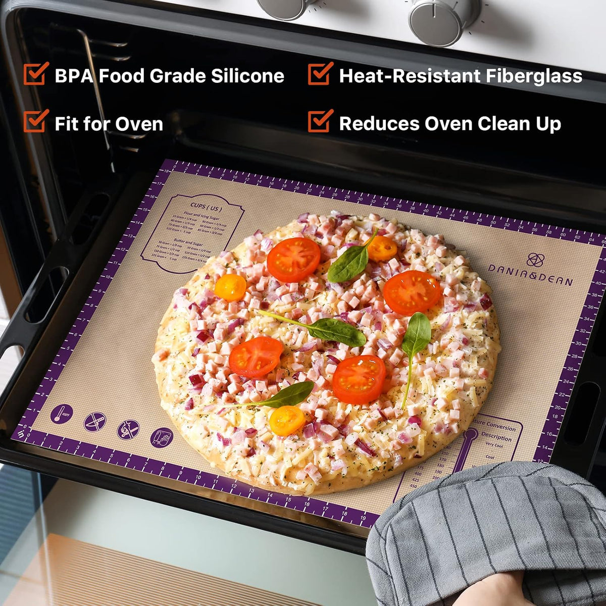 Mom Theme 26"x16" Extra Thick Silicone Baking Mat for Pastry