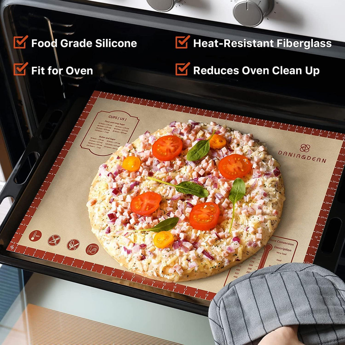 Mom Theme 26"x16" Extra Thick Silicone Baking Mat for Pastry
