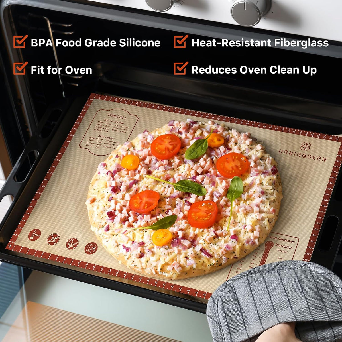 Mom Theme 26"x16" Extra Thick Silicone Baking Mat for Pastry