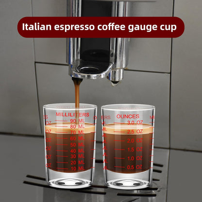 1Pc Shot Glass Measuring Cup 3 Ounce/90ML Liquid Heavy High Espresso Glass Cup Black Line Espresso Shot Glasses with Measurement (1, Red scale)