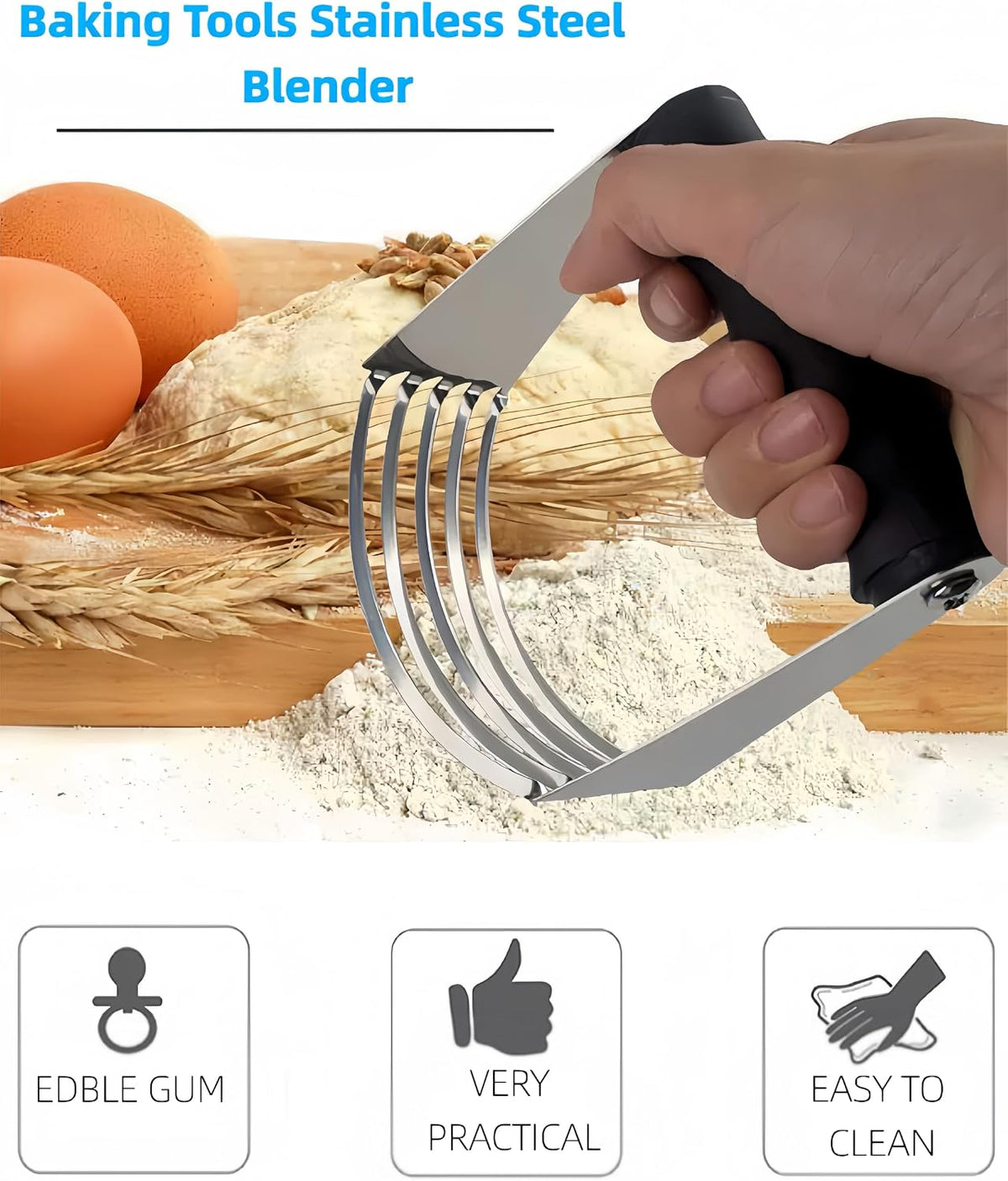 Heavy-Duty Dough Blender，Pastry Butter Cutter，Non‑Slip Handle Baking Tool