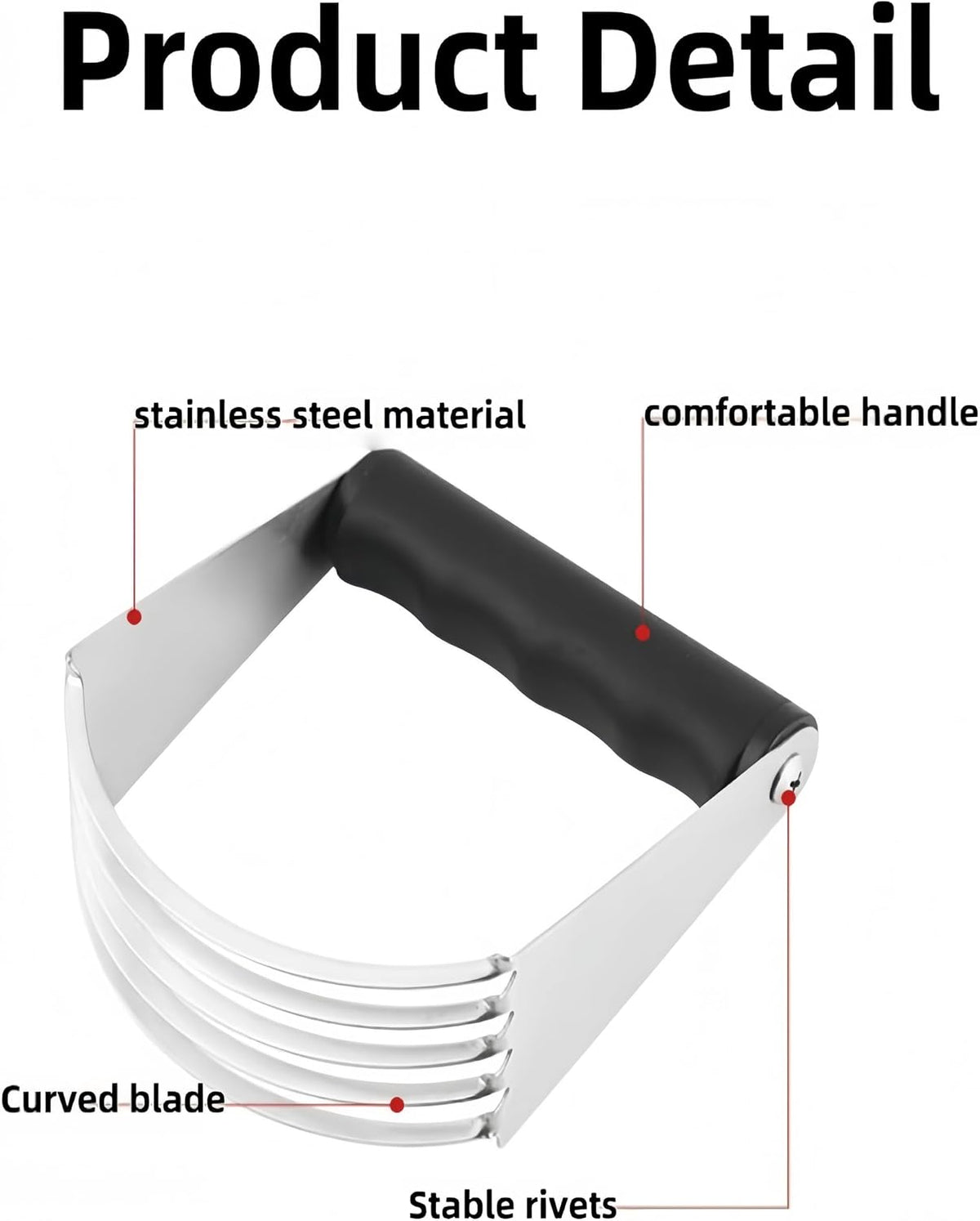 Heavy-Duty Dough Blender，Pastry Butter Cutter，Non‑Slip Handle Baking Tool