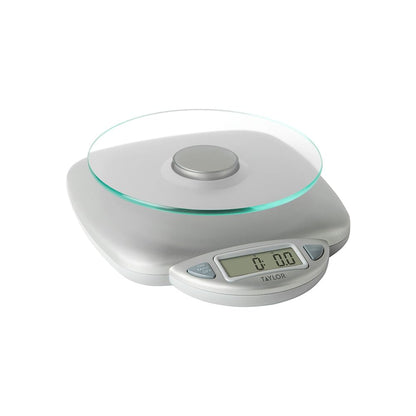 11LB Capacity Digital Glass Top Kitchen Scale with LCD Display, Weight in Grams and Ounces for Baking, Cooking, and Meal Prep, Silver