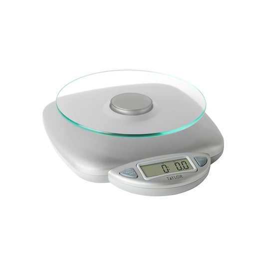 11LB Capacity Digital Glass Top Kitchen Scale with LCD Display, Weight in Grams and Ounces for Baking, Cooking, and Meal Prep, Silver