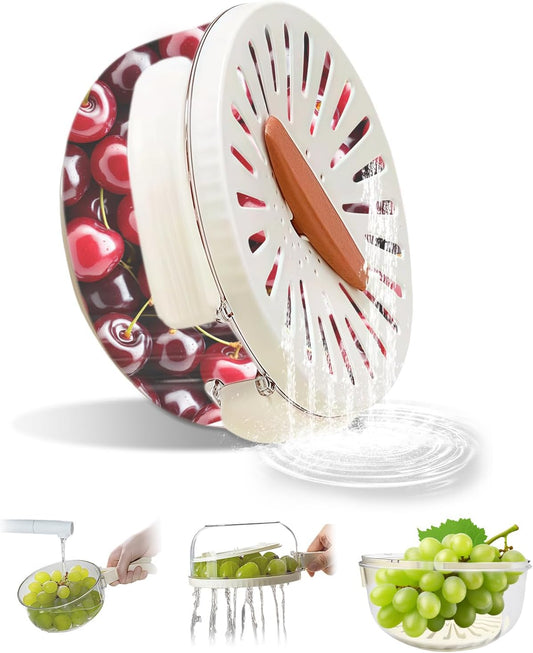 Multifunctional Fruit Washing Bowl, Berry Washing Bowl,Foldable Handle Fruit Strainer Container with Lid, Kitchen Colanders & Food Strainers, Suitable for Washing Fruits and Vegetables