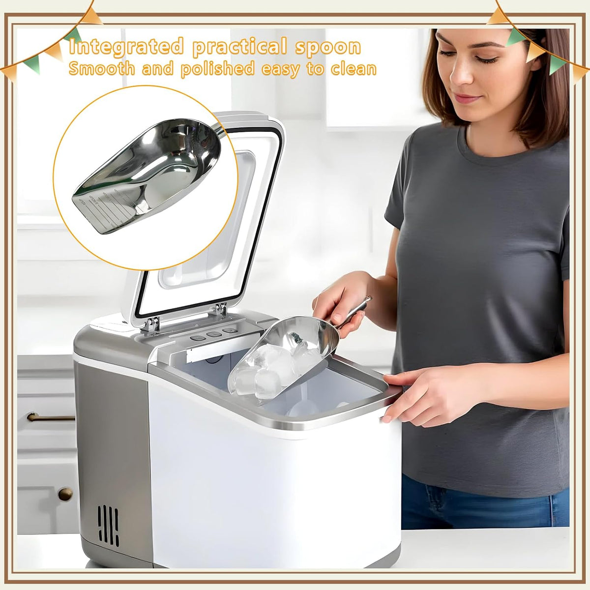 Dog and Cat Food Scoop, 1 Cup Stainless Steel Measuring Scooper with Long Handle for Pet Food, Ice Machine & Freezer, Easy to Clean & Store