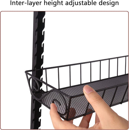 Wall Mount Spice Rack Organizer, 12-Tier Adjustable Dual-Use Shelf | Hanging Spice Rack Organizer, Kitchen Pantry Cabinet Storage Holder for Spices, Mason Jars, Bottles & Cans, Black
