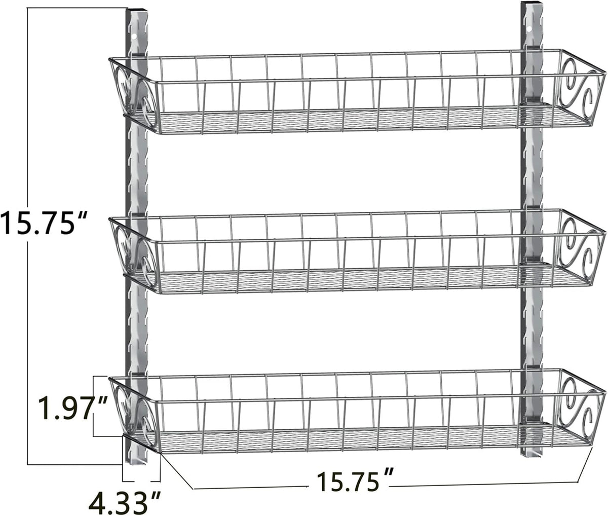 Wall Mount Spice Rack Organizer, 12-Tier Adjustable Dual-Use Shelf | Hanging Spice Rack Organizer, Kitchen Pantry Cabinet Storage Holder for Spices, Mason Jars, Bottles & Cans, Black