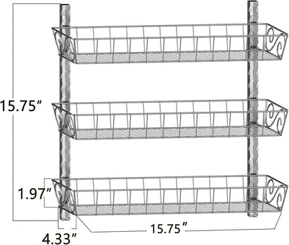 Wall Mount Spice Rack Organizer, 12-Tier Adjustable Dual-Use Shelf | Hanging Spice Rack Organizer, Kitchen Pantry Cabinet Storage Holder for Spices, Mason Jars, Bottles & Cans, Black