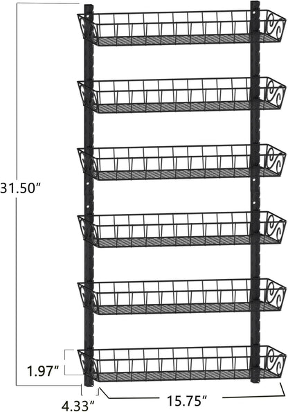 Wall Mount Spice Rack Organizer, 12-Tier Adjustable Dual-Use Shelf | Hanging Spice Rack Organizer, Kitchen Pantry Cabinet Storage Holder for Spices, Mason Jars, Bottles & Cans, Black