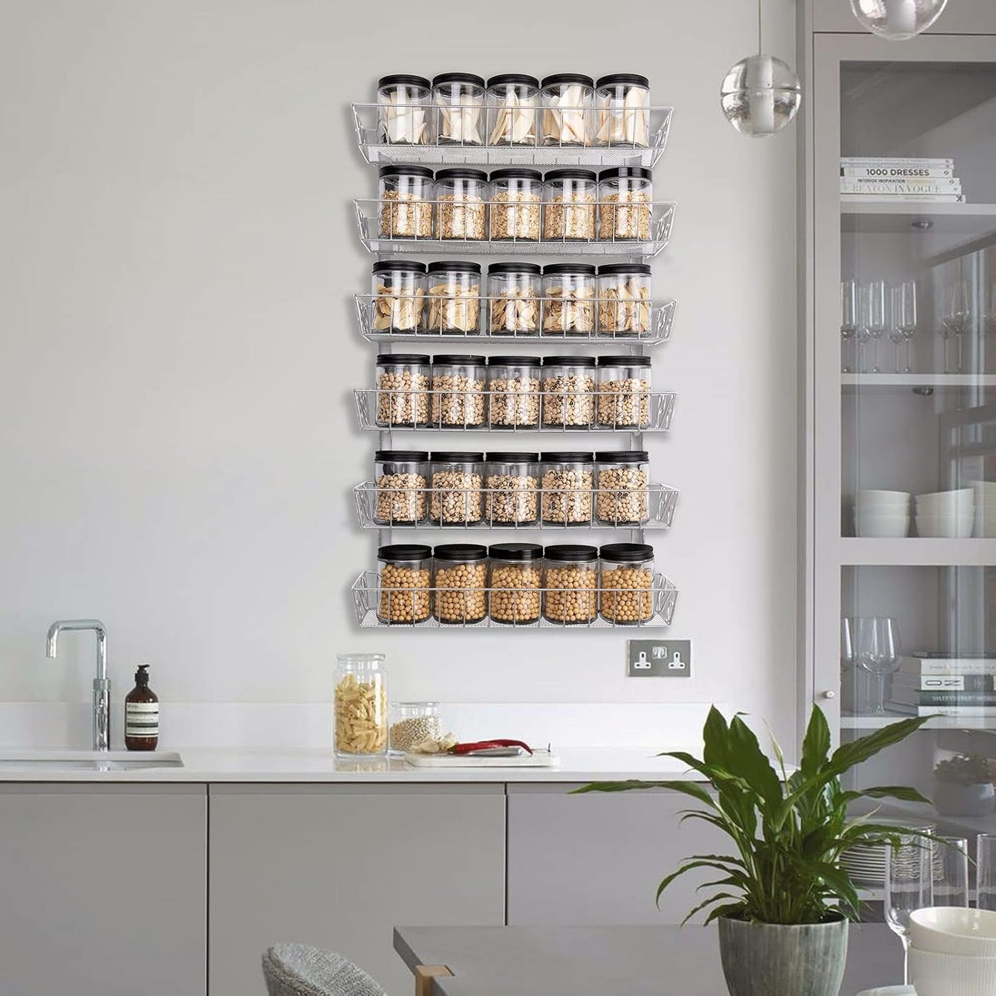 Wall Mount Spice Rack Organizer, 12-Tier Adjustable Dual-Use Shelf | Hanging Spice Rack Organizer, Kitchen Pantry Cabinet Storage Holder for Spices, Mason Jars, Bottles & Cans, Black