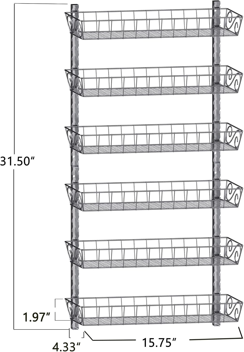 Wall Mount Spice Rack Organizer, 12-Tier Adjustable Dual-Use Shelf | Hanging Spice Rack Organizer, Kitchen Pantry Cabinet Storage Holder for Spices, Mason Jars, Bottles & Cans, Black
