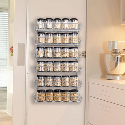 Wall Mount Spice Rack Organizer, 12-Tier Adjustable Dual-Use Shelf | Hanging Spice Rack Organizer, Kitchen Pantry Cabinet Storage Holder for Spices, Mason Jars, Bottles & Cans, Black