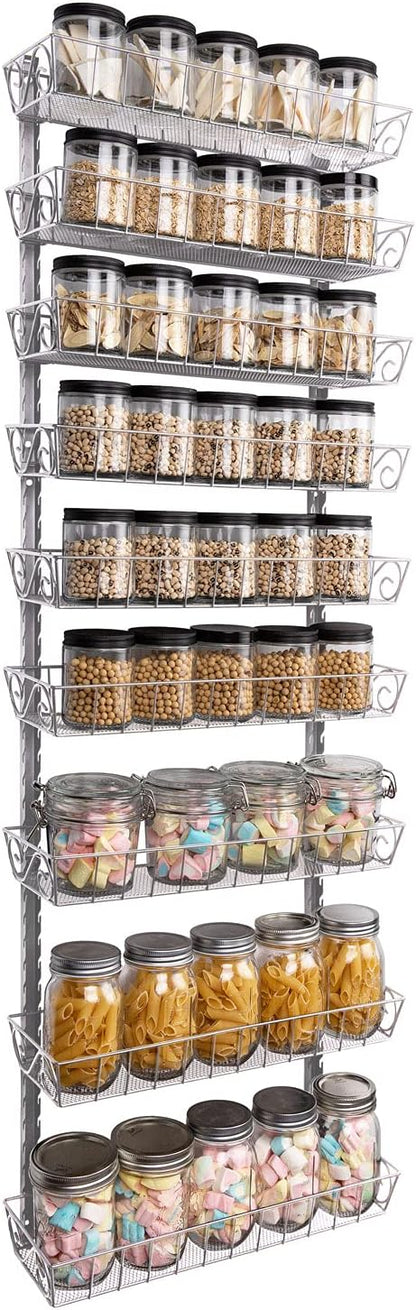 Wall Mount Spice Rack Organizer, 12-Tier Adjustable Dual-Use Shelf | Hanging Spice Rack Organizer, Kitchen Pantry Cabinet Storage Holder for Spices, Mason Jars, Bottles & Cans, Black