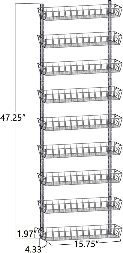 Wall Mount Spice Rack Organizer, 12-Tier Adjustable Dual-Use Shelf | Hanging Spice Rack Organizer, Kitchen Pantry Cabinet Storage Holder for Spices, Mason Jars, Bottles & Cans, Black