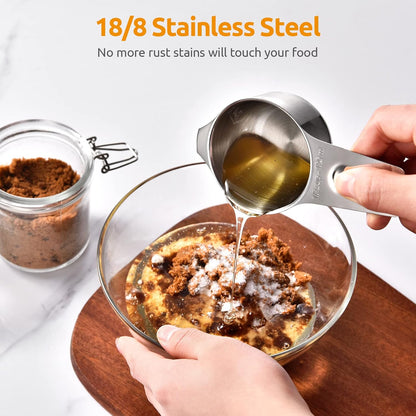Measuring Cups and Spoons Set of 15, 2 D-Rings & 1 Conversion Chart