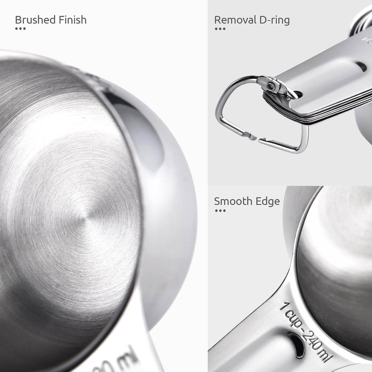 Measuring Cups and Spoons Set of 15, 2 D-Rings & 1 Conversion Chart