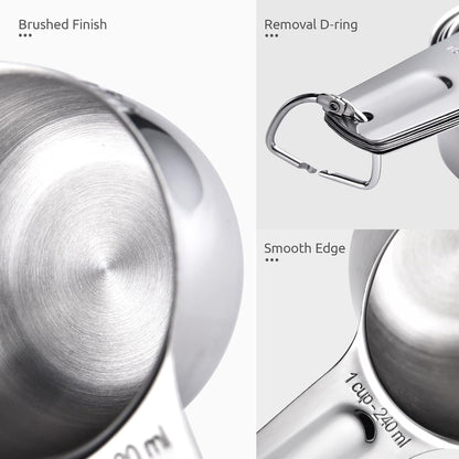 Measuring Cups and Spoons Set of 15, 2 D-Rings & 1 Conversion Chart