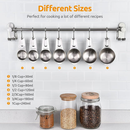 Measuring Cups and Spoons Set of 15, 2 D-Rings & 1 Conversion Chart