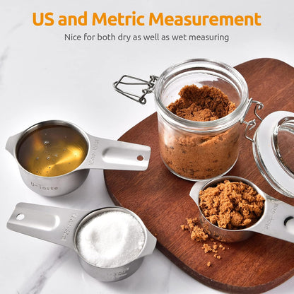 Measuring Cups and Spoons Set of 15, 2 D-Rings & 1 Conversion Chart