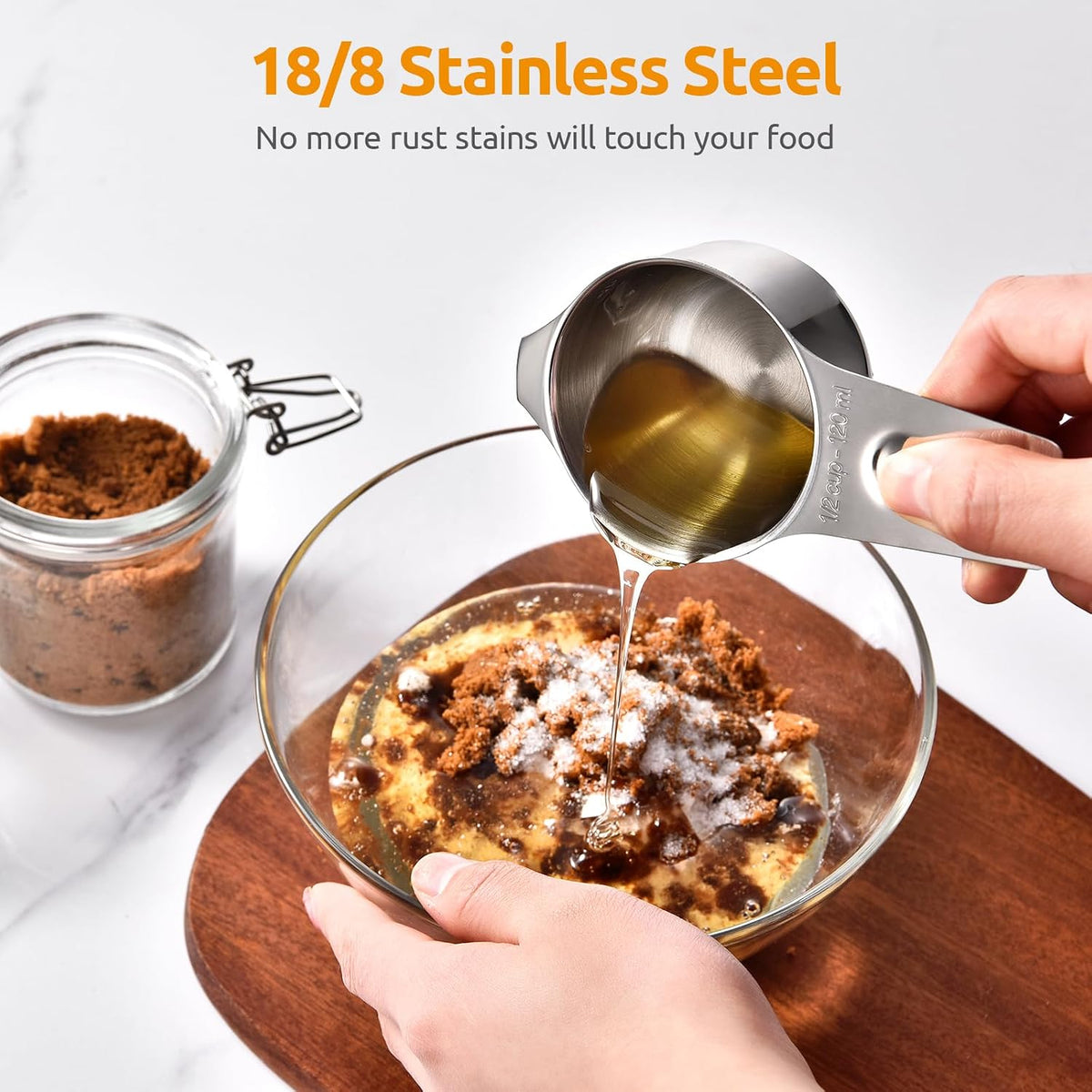 Measuring Cups and Spoons Set of 15, 2 D-Rings & 1 Conversion Chart