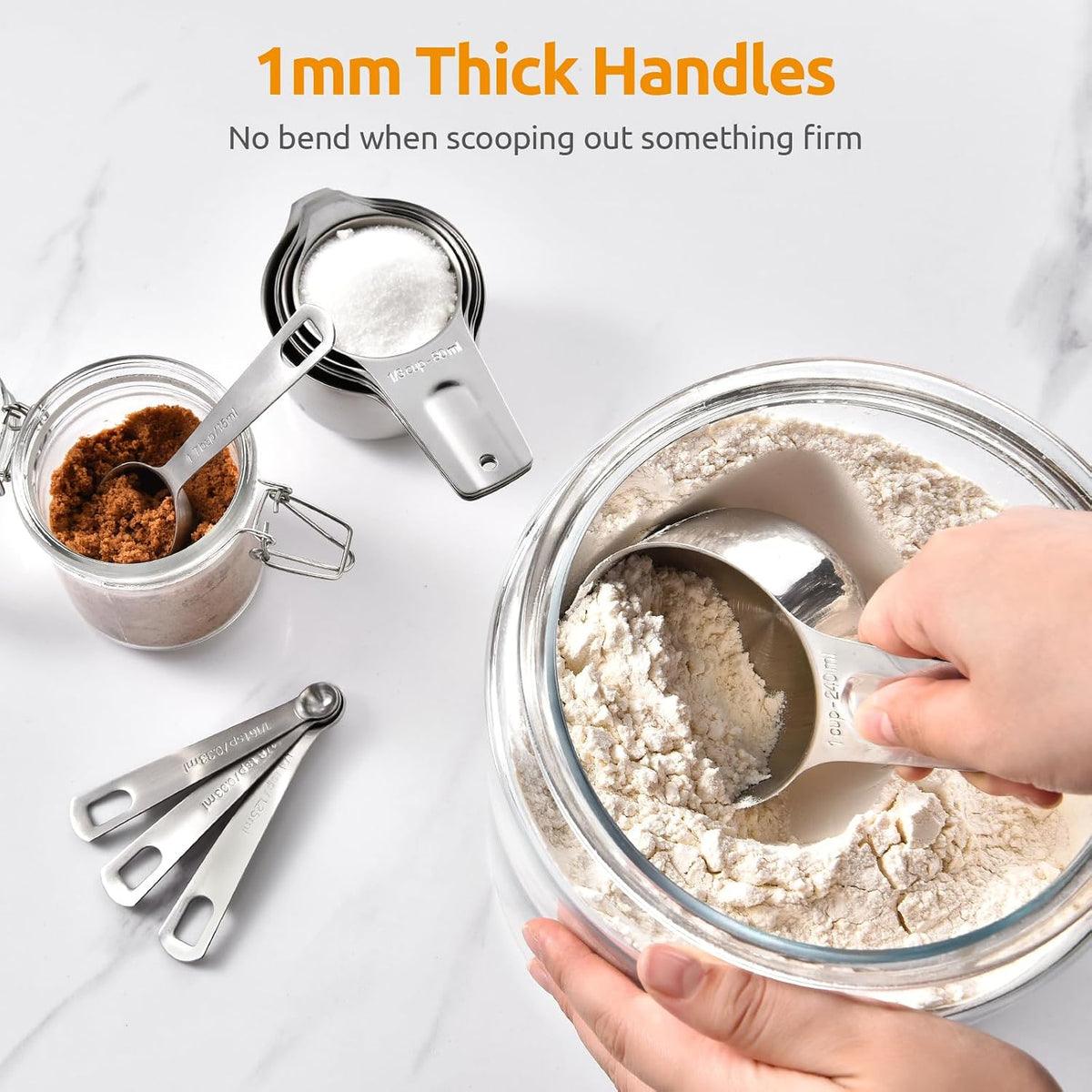 Measuring Cups and Spoons Set of 15, 2 D-Rings & 1 Conversion Chart