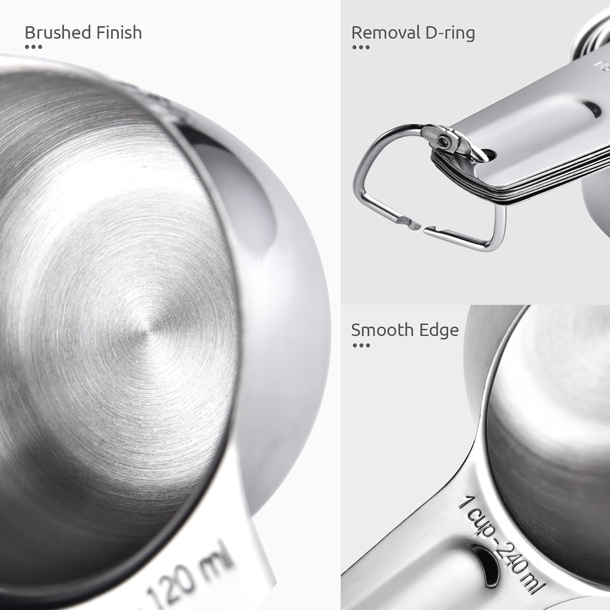 Measuring Cups and Spoons Set of 15, 2 D-Rings & 1 Conversion Chart