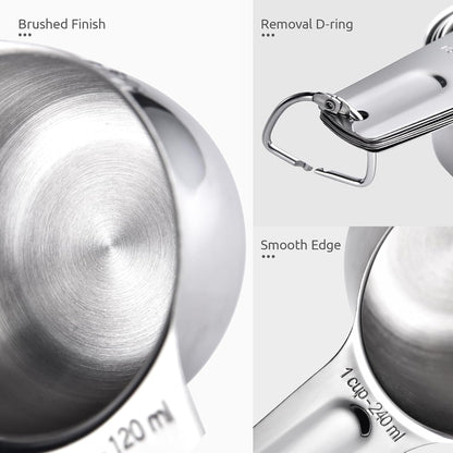 Measuring Cups and Spoons Set of 15, 2 D-Rings & 1 Conversion Chart