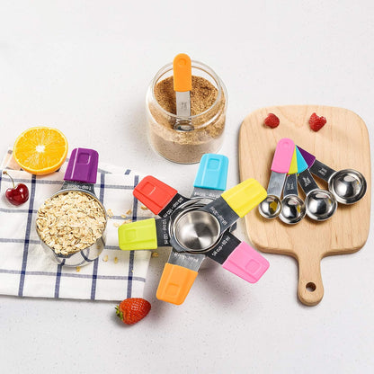 Measuring Cups and Spoons Set of 15, 2 D-Rings & 1 Conversion Chart