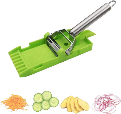 Multi Pelador Doble Cuchilla,Tiras En Juliana, Julienne Strips - Multi Double Knife Peeler with Grating Plate - Multi Double Knife Peeler - with Lemon or Orange Juicer and Potato Spiral