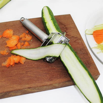 Multi Pelador Doble Cuchilla,Tiras En Juliana, Julienne Strips - Multi Double Knife Peeler with Grating Plate - Multi Double Knife Peeler - with Lemon or Orange Juicer and Potato Spiral
