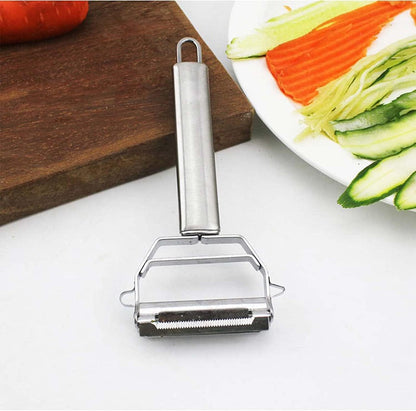 Multi Pelador Doble Cuchilla,Tiras En Juliana, Julienne Strips - Multi Double Knife Peeler with Grating Plate - Multi Double Knife Peeler - with Lemon or Orange Juicer and Potato Spiral