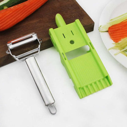 Multi Pelador Doble Cuchilla,Tiras En Juliana, Julienne Strips - Multi Double Knife Peeler with Grating Plate - Multi Double Knife Peeler - with Lemon or Orange Juicer and Potato Spiral