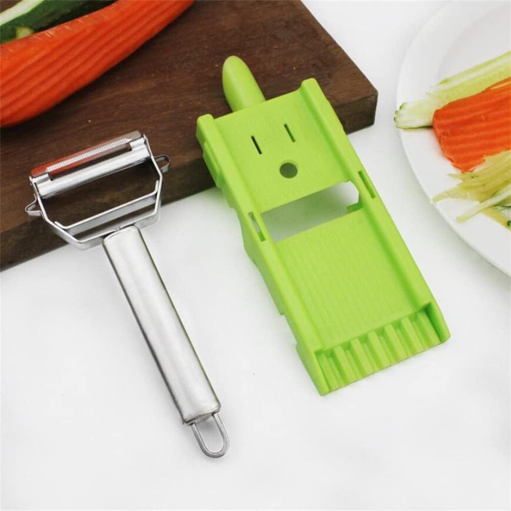 Multi Pelador Doble Cuchilla,Tiras En Juliana, Julienne Strips - Multi Double Knife Peeler with Grating Plate - Multi Double Knife Peeler - with Lemon or Orange Juicer and Potato Spiral