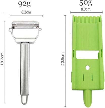 Multi Pelador Doble Cuchilla,Tiras En Juliana, Julienne Strips - Multi Double Knife Peeler with Grating Plate - Multi Double Knife Peeler - with Lemon or Orange Juicer and Potato Spiral