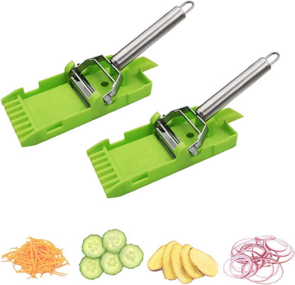 Multi Pelador Doble Cuchilla,Tiras En Juliana, Julienne Strips - Multi Double Knife Peeler with Grating Plate - Multi Double Knife Peeler - with Lemon or Orange Juicer and Potato Spiral