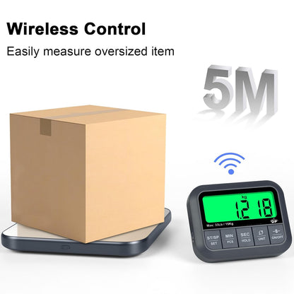 Wireless Food Scale, 33lb/0.04oz Digital Kitchen Scale, Meat Scale with Timer Function, 9 Units, Tare/Hold/PCS Function, Auto Off, LCD Display, Digital Food Scale for Cooking, Baking, Postage