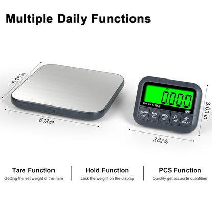 Wireless Food Scale, 33lb/0.04oz Digital Kitchen Scale, Meat Scale with Timer Function, 9 Units, Tare/Hold/PCS Function, Auto Off, LCD Display, Digital Food Scale for Cooking, Baking, Postage