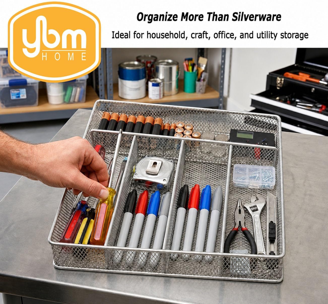 Mesh 5-part In-drawer Cutlery Organizer Kitchen Utensil Flatware Tray Model #196