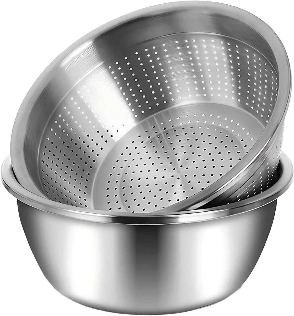 Stainless Steel Mixing Bowls, 8.5QT Salad Bowl, Metal Bowls With water filter basin, Stainless Steel Basin, Heavy Duty Deeper Edge Mirror Finish Dishwasher Safe Bowl (XXL)…