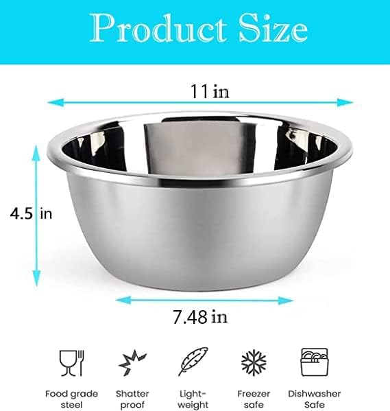 Stainless Steel Mixing Bowls, 8.5QT Salad Bowl, Metal Bowls With water filter basin, Stainless Steel Basin, Heavy Duty Deeper Edge Mirror Finish Dishwasher Safe Bowl (XXL)…
