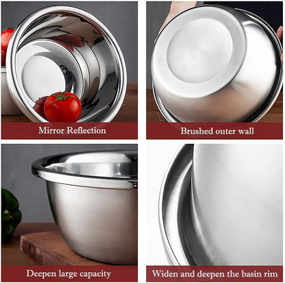 Stainless Steel Mixing Bowls, 8.5QT Salad Bowl, Metal Bowls With water filter basin, Stainless Steel Basin, Heavy Duty Deeper Edge Mirror Finish Dishwasher Safe Bowl (XXL)…