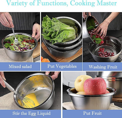 Stainless Steel Mixing Bowls, 8.5QT Salad Bowl, Metal Bowls With water filter basin, Stainless Steel Basin, Heavy Duty Deeper Edge Mirror Finish Dishwasher Safe Bowl (XXL)…