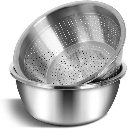 Stainless Steel Mixing Bowls, 8.5QT Salad Bowl, Metal Bowls With water filter basin, Stainless Steel Basin, Heavy Duty Deeper Edge Mirror Finish Dishwasher Safe Bowl (XXL)…