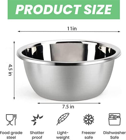 Stainless Steel Mixing Bowls, 8.5QT Salad Bowl, Metal Bowls With water filter basin, Stainless Steel Basin, Heavy Duty Deeper Edge Mirror Finish Dishwasher Safe Bowl (XXL)…