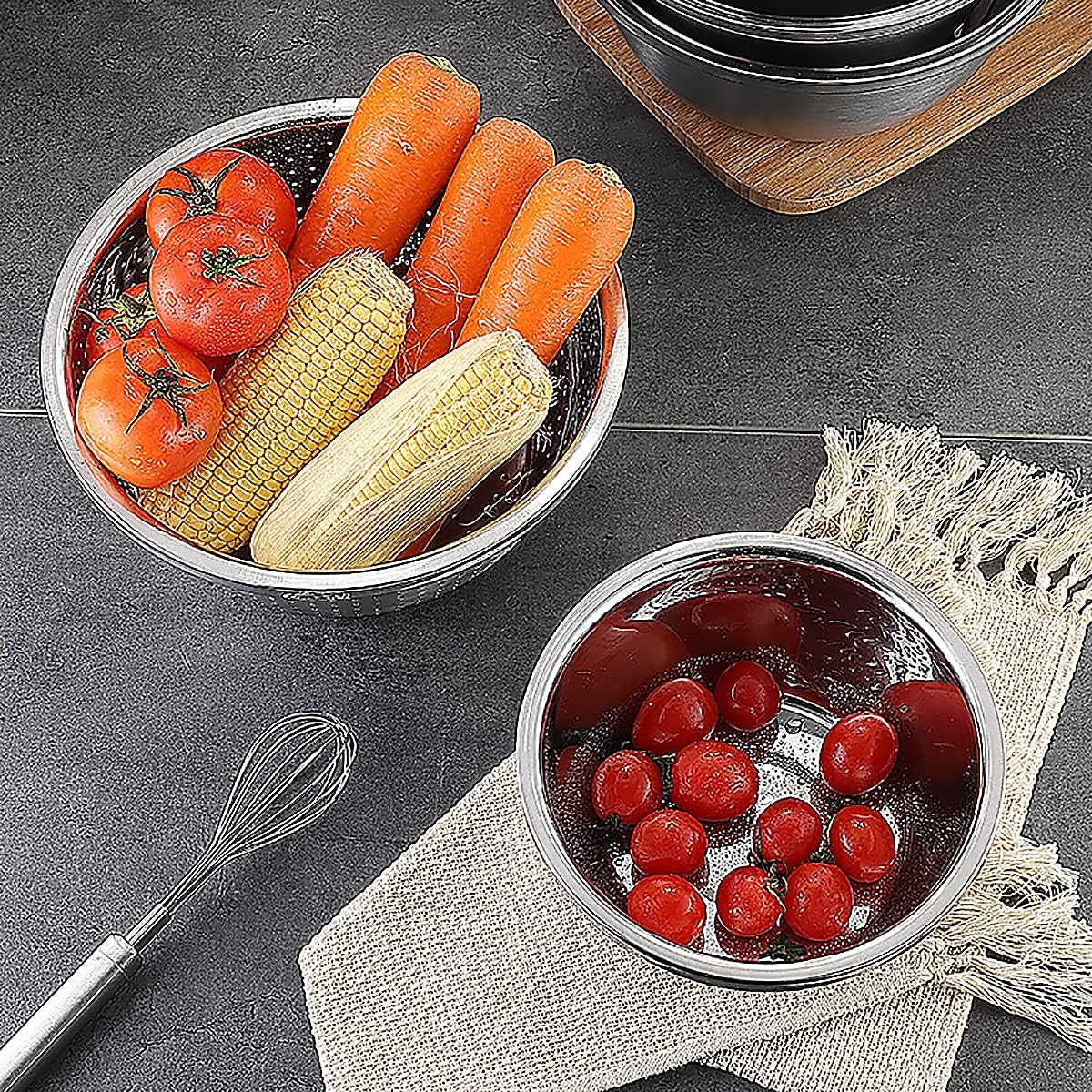 Stainless Steel Mixing Bowls, 8.5QT Salad Bowl, Metal Bowls With water filter basin, Stainless Steel Basin, Heavy Duty Deeper Edge Mirror Finish Dishwasher Safe Bowl (XXL)…