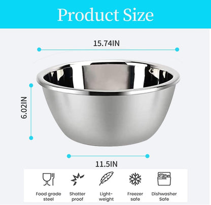 Stainless Steel Mixing Bowls, 8.5QT Salad Bowl, Metal Bowls With water filter basin, Stainless Steel Basin, Heavy Duty Deeper Edge Mirror Finish Dishwasher Safe Bowl (XXL)…
