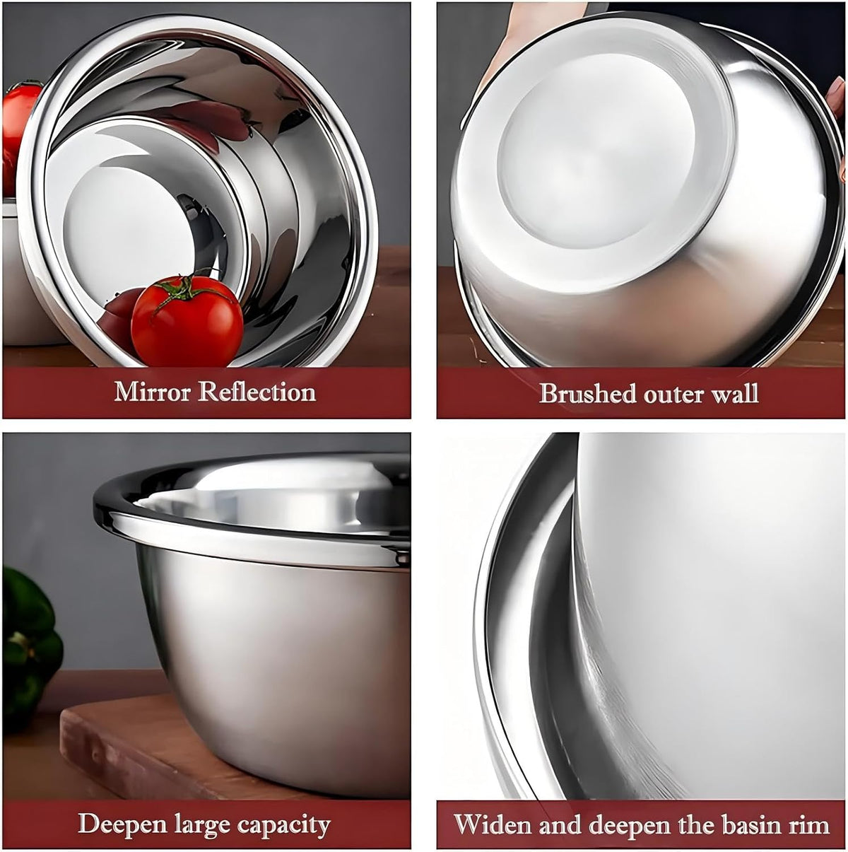 Stainless Steel Mixing Bowls, 8.5QT Salad Bowl, Metal Bowls With water filter basin, Stainless Steel Basin, Heavy Duty Deeper Edge Mirror Finish Dishwasher Safe Bowl (XXL)…