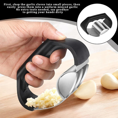 Garlic Press Rocker,Stainless Steel Garlic Mincer Crusher,2-In-1 Easy Kitchen Gadge,Comfortable Grip,Effortless Smashing,Home And Kitchen Utensils Accessories,Easy To Use And Clean