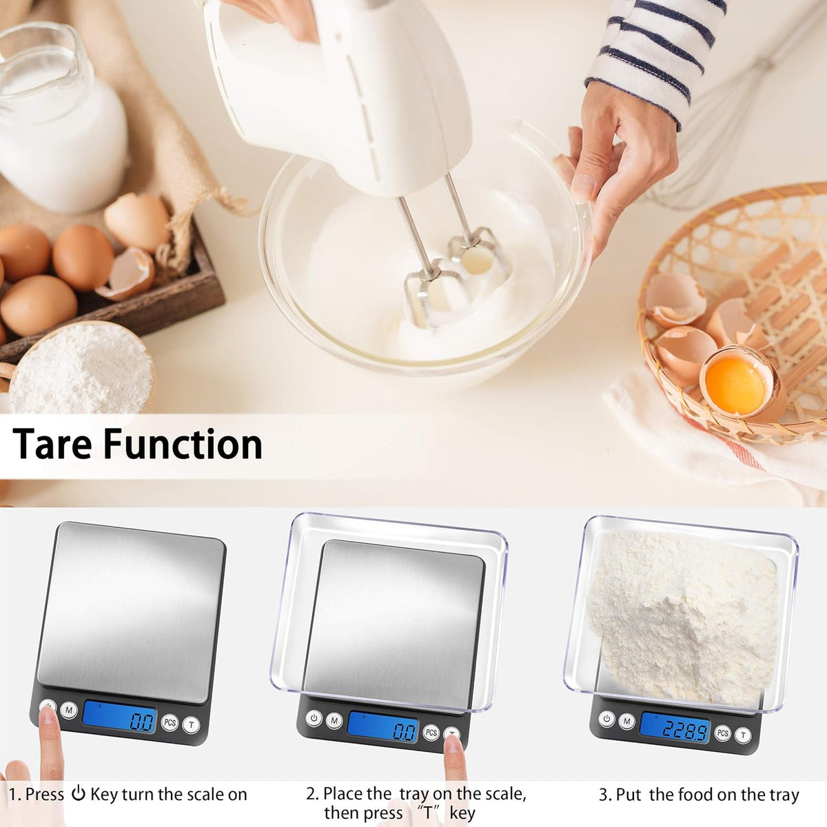 Small Gram Scale 3000g, Digital Kitchen Food Scale, Gram and Ounce